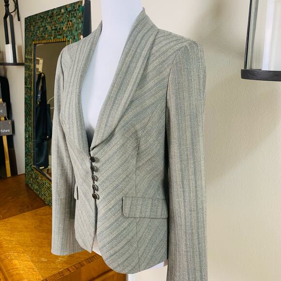 Classiques Entier Size 6 Blazer Jacket Gray Rust Pumpkin Stripe Career Office - Picture 4 of 16